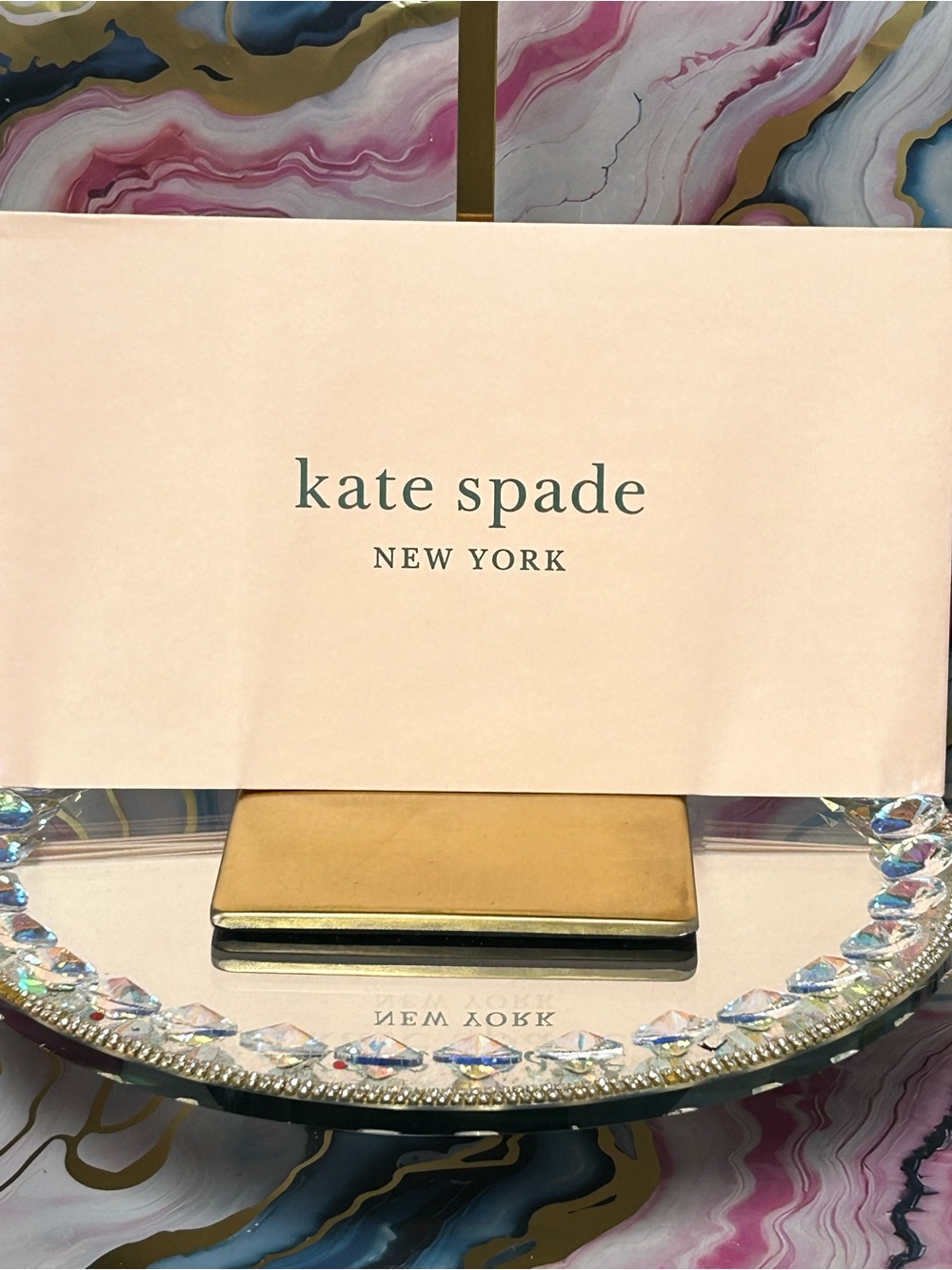 kate spade Bright Pink Logo Zip Pouch wi/Gold Accents Approx. 8 x6 Box included - Picture 11 of 13